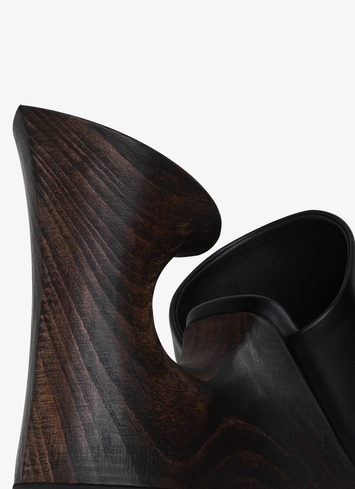La Sculpture mules in calfskin & wood ALAÏA BLACK LA SCULPTURE MULES IN CALFSKIN & WOOD